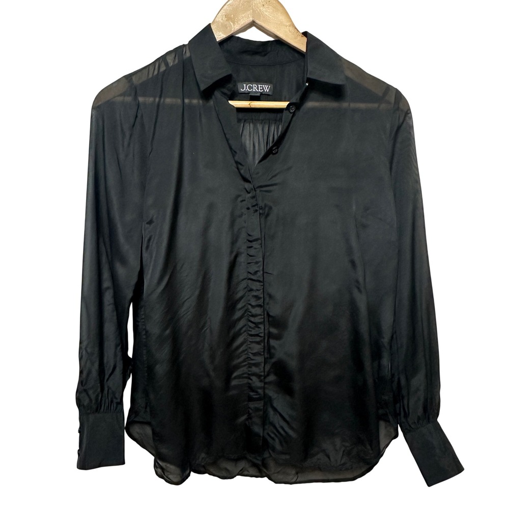 J.Crew Sheer Button Down Blouse Womens 2 Cami Lined Dressy Evening Whimsigoth